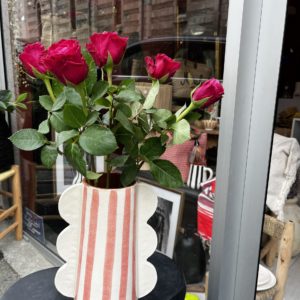 VASE RAYÉE ROSE POUDRÉ