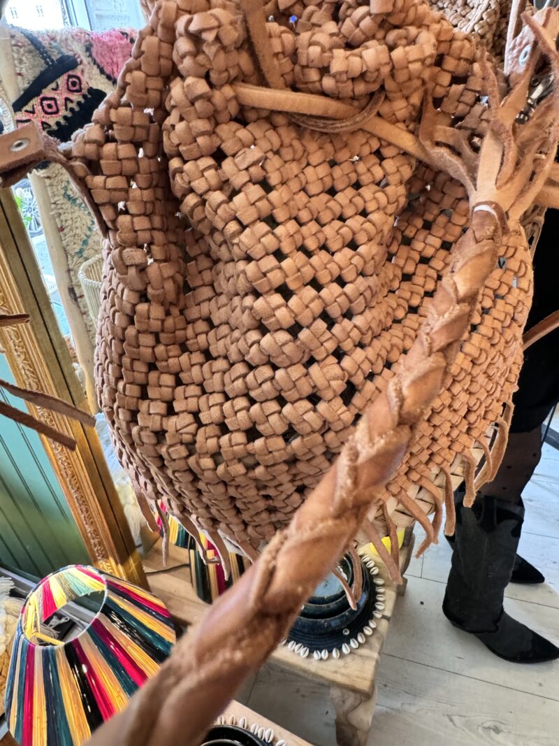 BESACE CUIR ET FEUILLE DE PALMIER – Image 2