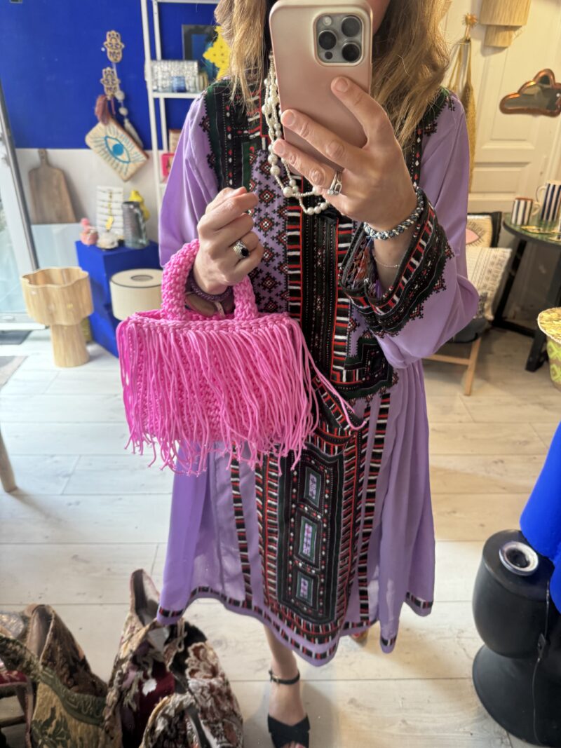 SAC CORDE ET FRANGES ROSE