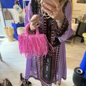 SAC CORDE ET FRANGES ROSE