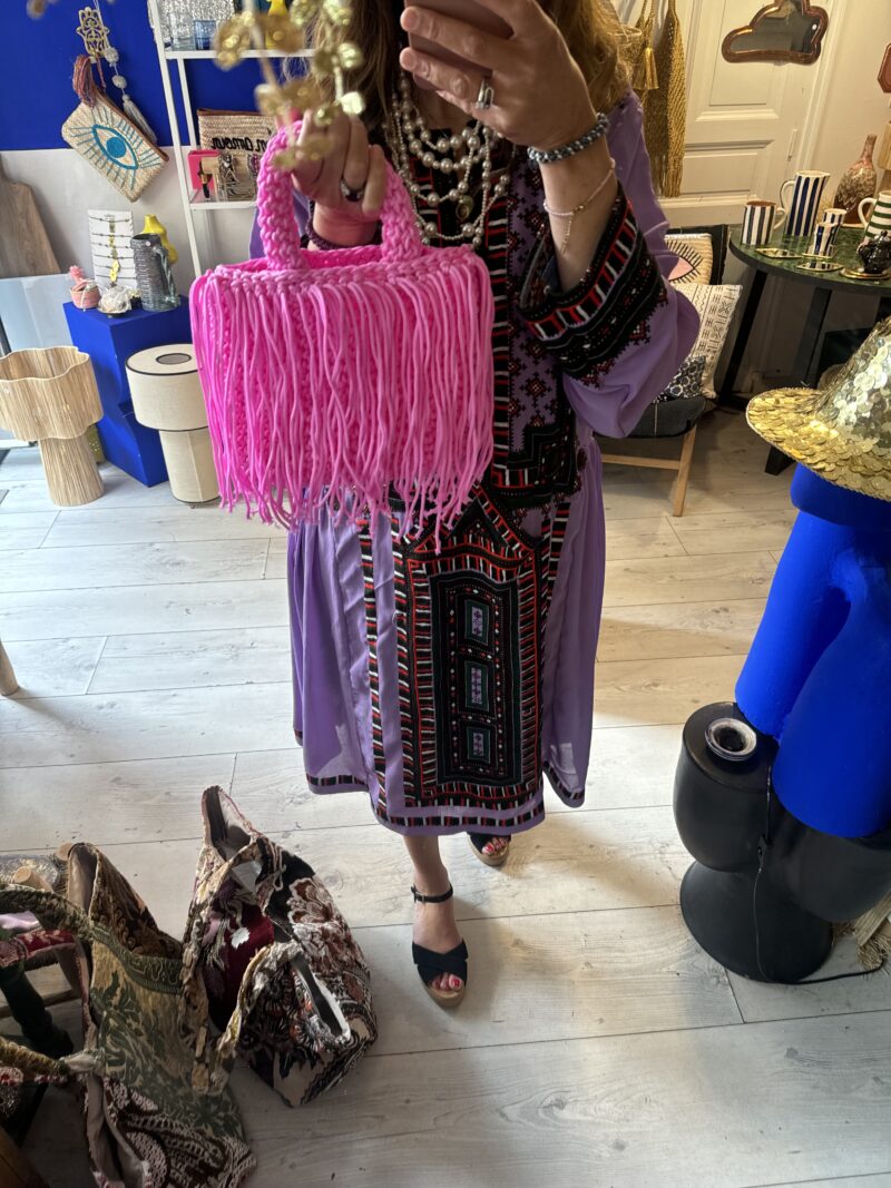 SAC CORDE ET FRANGES ROSE – Image 2